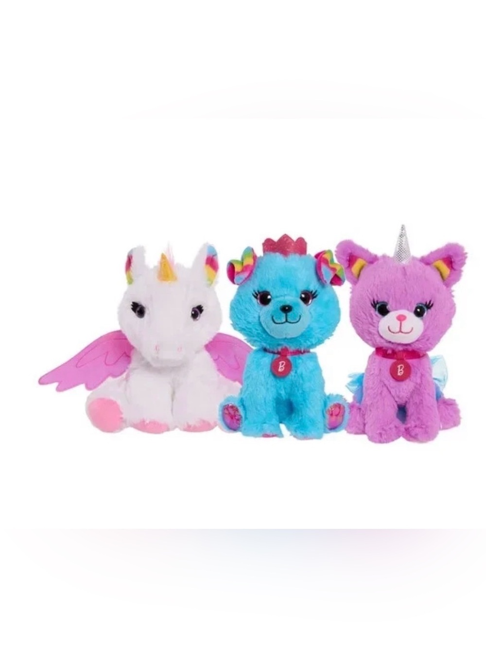Barbie 3 Piece Plush Pet Set with Unicorn, Unicorn Kitty & Princess Puppy Animal